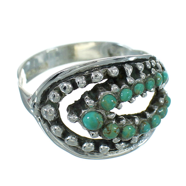 Southwest Turquoise Genuine Sterling Silver Jewelry Ring Size 8-1/2 YX87214